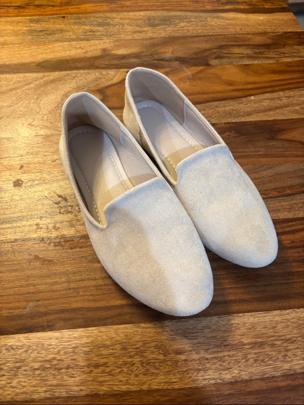 Women’s  Slip-On Suede Loafers in Light Beige